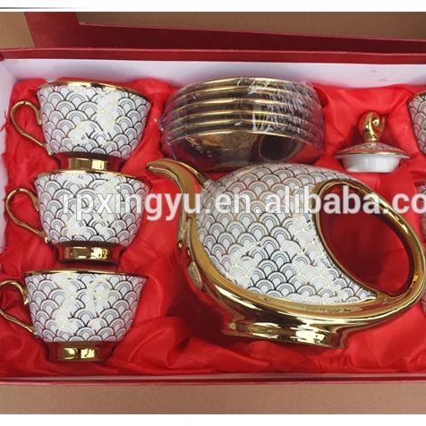 
13pcs turkish coffee set, gold plated tea set, tea cup and saucer 
