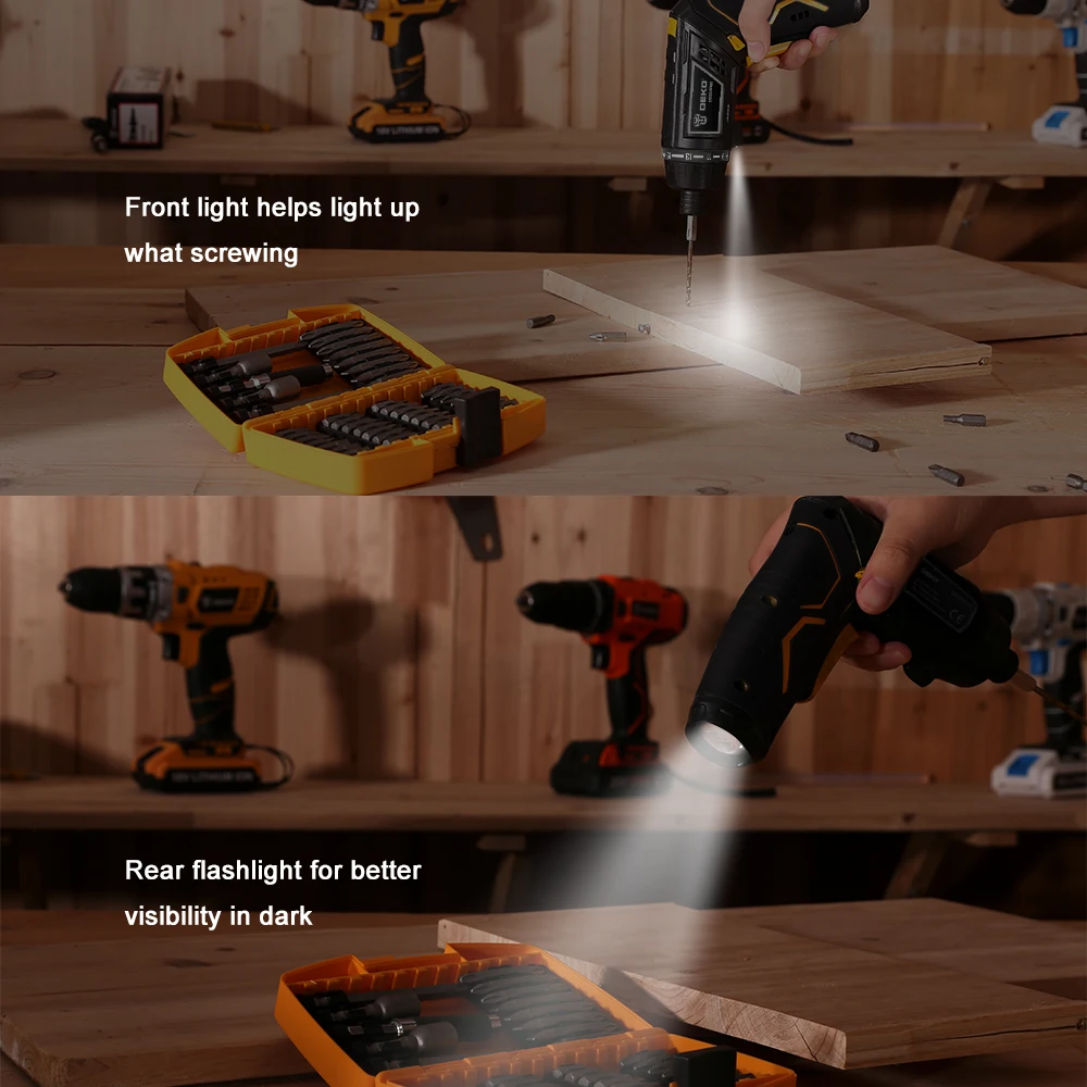  Электрический бытовой светодиодный фонарик DEKO DCS3.6DU2 Вращающаяся ручка аккумуляторная отвертка