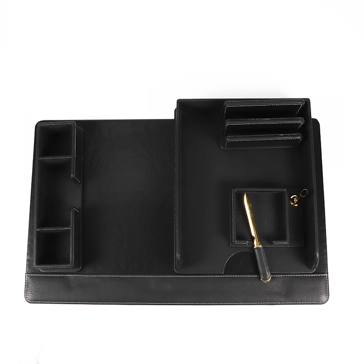 Custom Multifunctional Leather Desk Organizer Desktop stationery set office