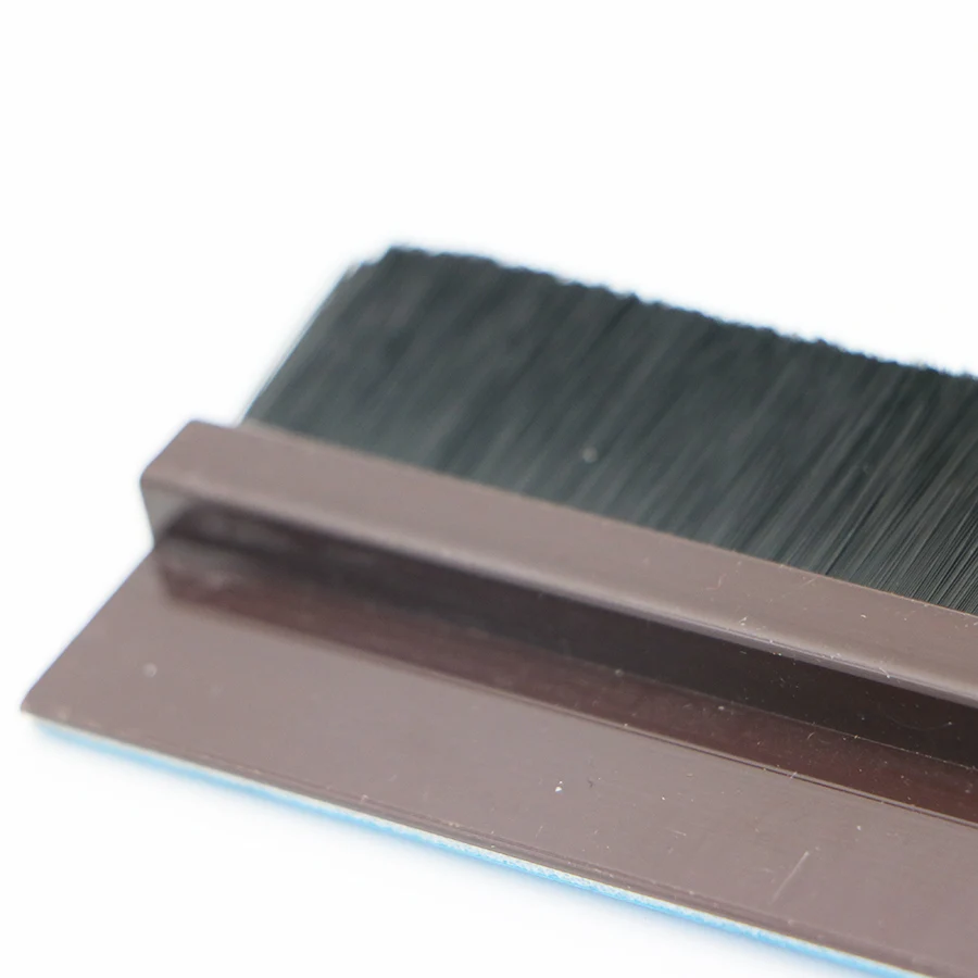 Self Adhesive Wooden Door Bottom Sealing Strip PVC PP Brush Strip Draught Excluder Sweep Draft Weatherstrip Dustproof Windproof