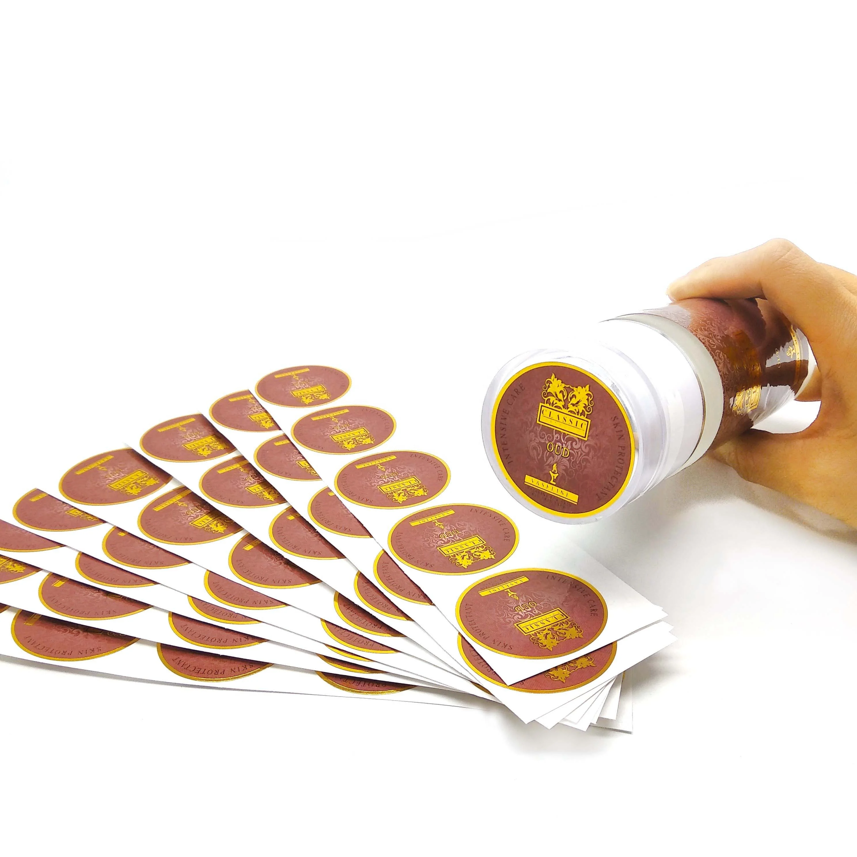 Classic type skin protectant glossy laminated die cut private label