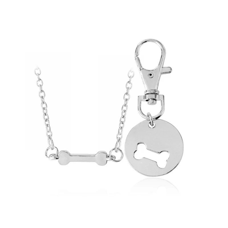 Dog Bone Matching Best Friends Charm Necklace&Key chain BFF Bones Friendship Pet Dog Lover Jewelry