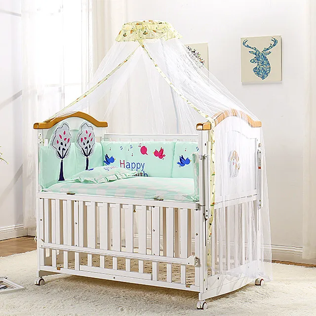 Solid wood style 114*84*22 size baby attachable rocking bed  wholesale new design crib