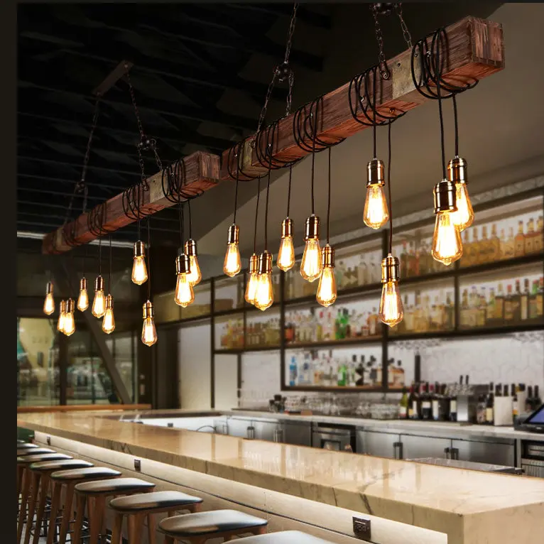 
Antique Rustic Wooden Decoration Industrial Edison Bulbs pendant light 