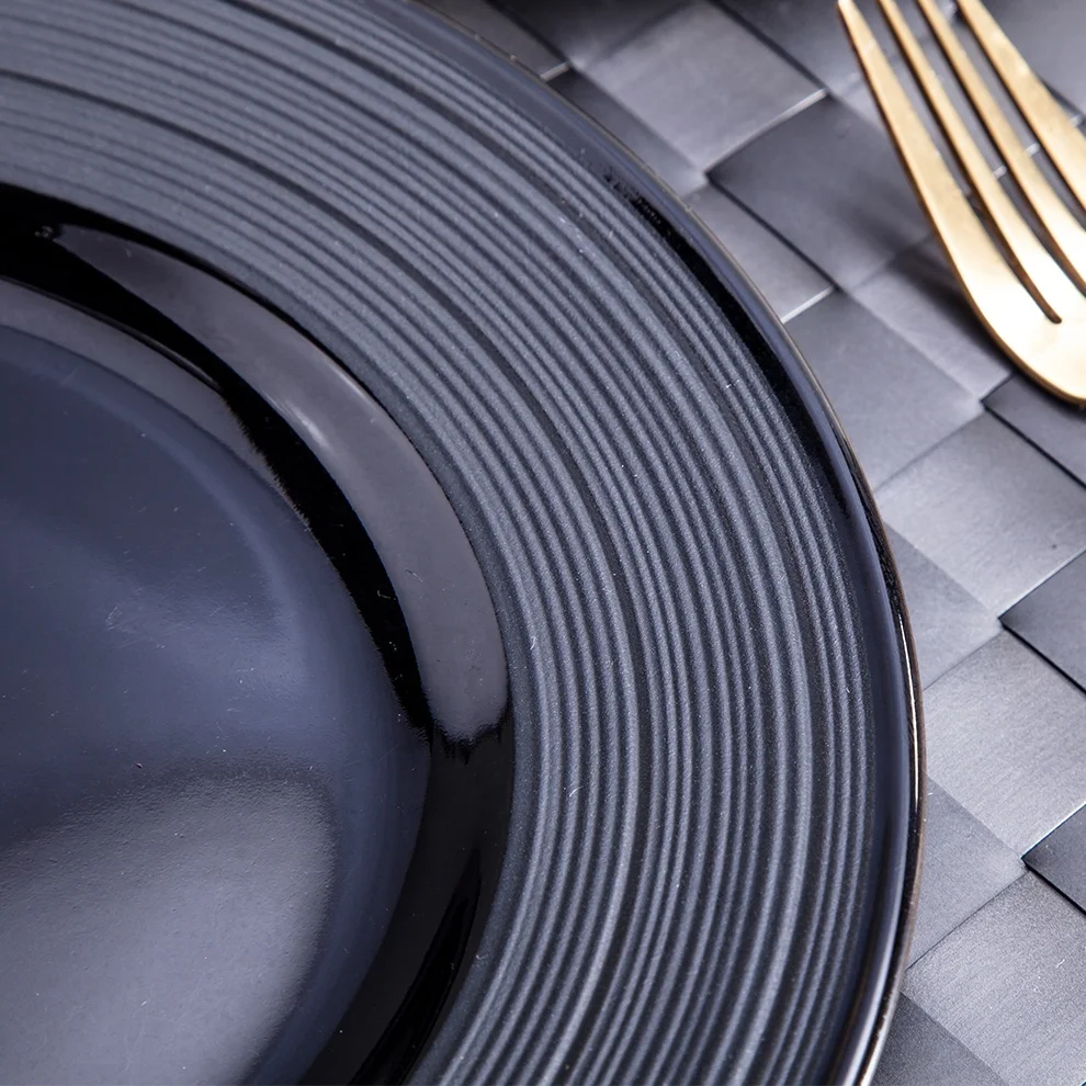 7' 8' 9' 10.5' 12' Matte Black Dinner Plate Round Flat Plates