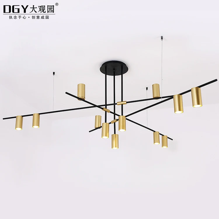 
modern Nordic minimalist creative living room dining room loft deluxe gold Tubular chandelier lamps 