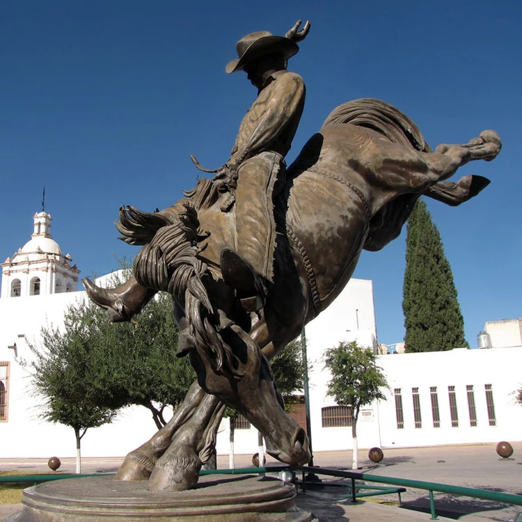 Antique cowboy statue sculpture bronze collectibles ride on horse statues for outdoor decoration