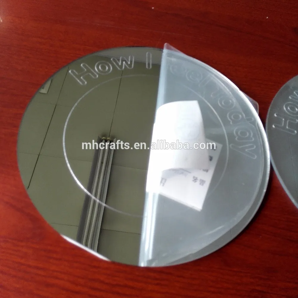 Fashion acrylic laser engraved round silver mirror double sided acrylic mirror sheet