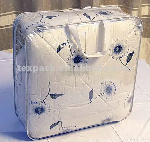 Texpack OEM Wire Steel Clear PVC Zipper Storage Bag packaging bags for quilt