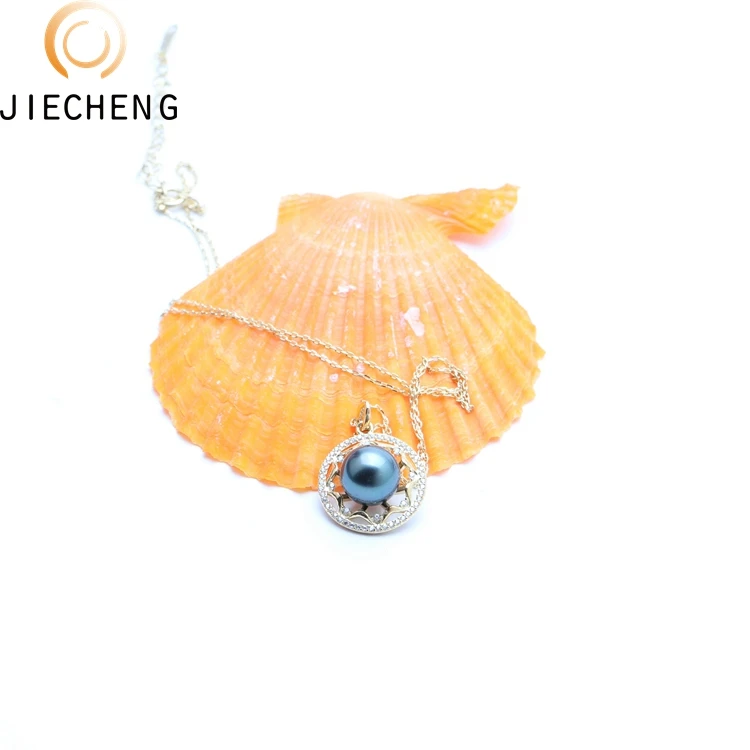 Very beautiful Tahiti pearl pendant charm design silver 925 pearl round pendant designs gold