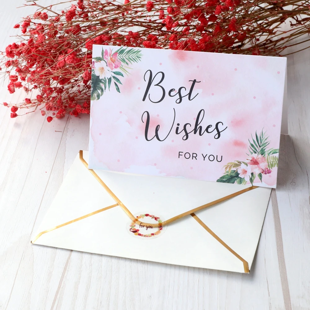 Factory sales folding greeting small Thank You Card with different designs and envelope
