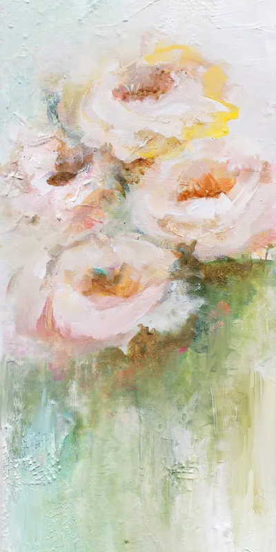 Elegant White Rose Painting Flower Vase Still Life Canvas Oil Painting