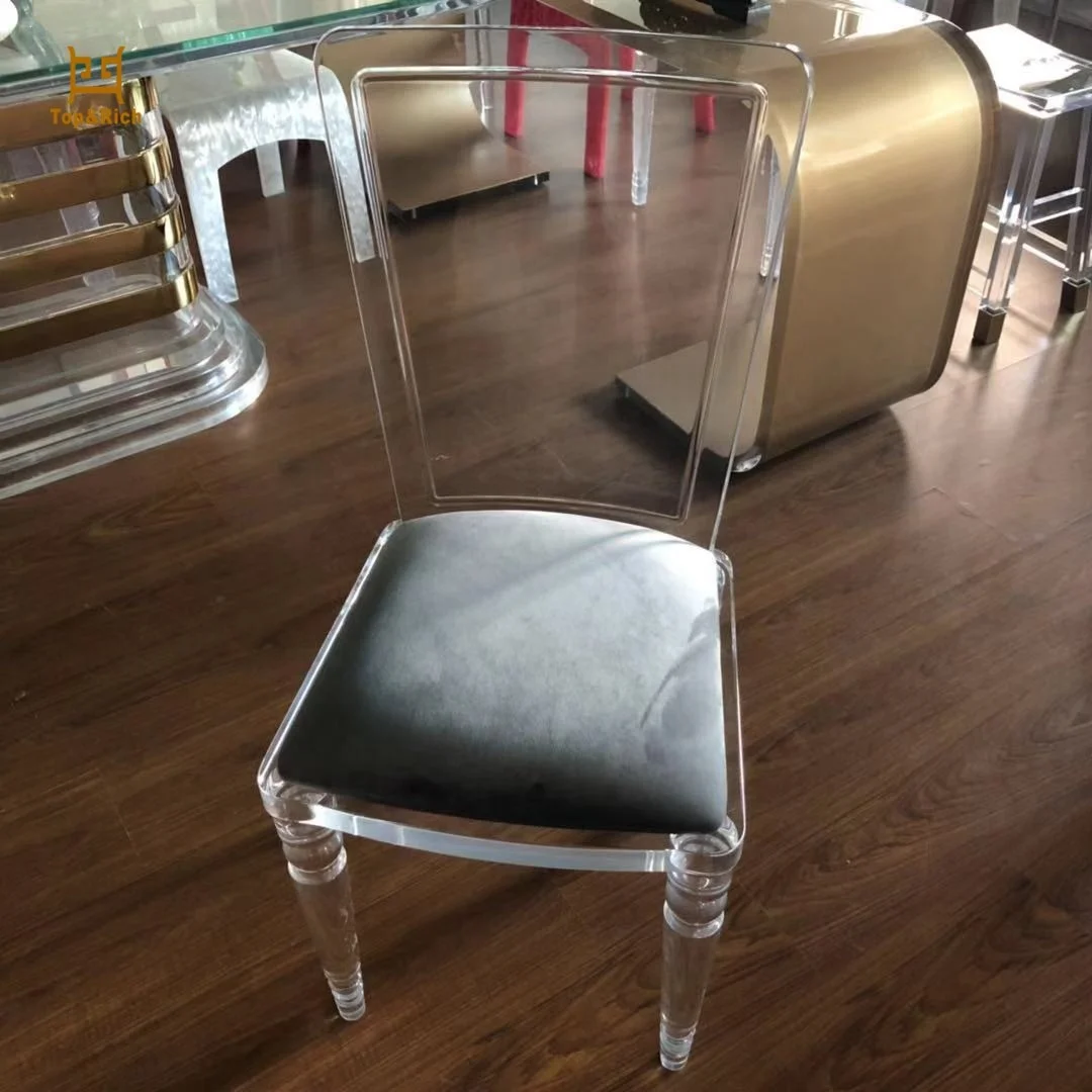Factory Wholesale Customized Crystal Dining Chair Acrylic With Cushion