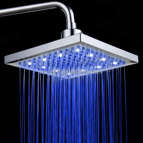 8 inch LED Color Bathroom Square Shower Head /Popular Chrome Rainfall LED Shower Head