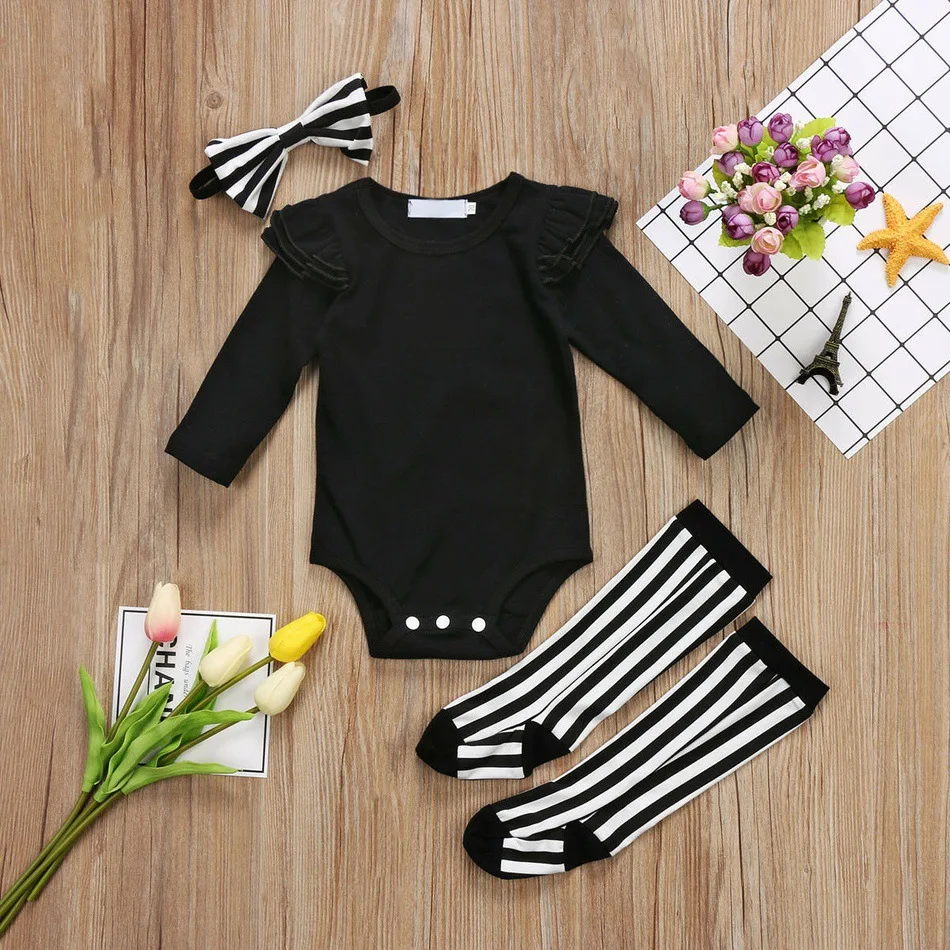 popular spring autumn snaps long-sleeved knitted cotton fabric one-piece jumpsuit beautiful newborn baby clothes for girls 2019