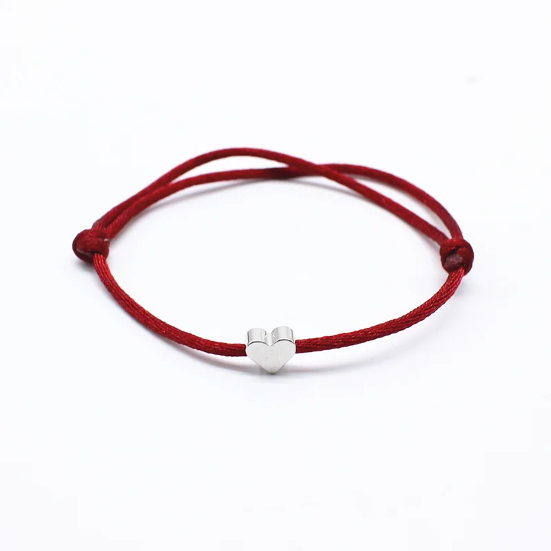 Simple Charm Bracelet black red colour Minimalist Adjustable Rope String Lucky Bracelet heart star For Women lovers bead jewelry