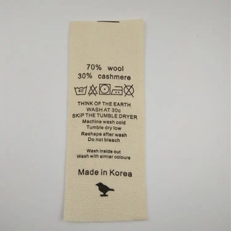 
silk screen printing custom natural white soft cotton label for kids clothing 