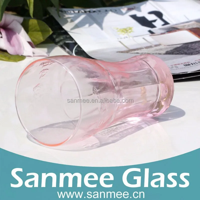 
14oz Pink Color Gift Drinking Glassware with Customer logo embossed 