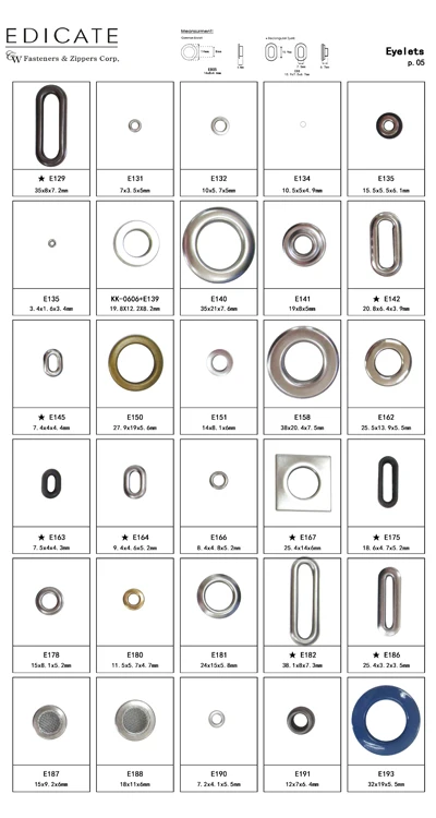 Wholesales high quality zinc alloy button eyelet fastener custom grommet oval eyelet