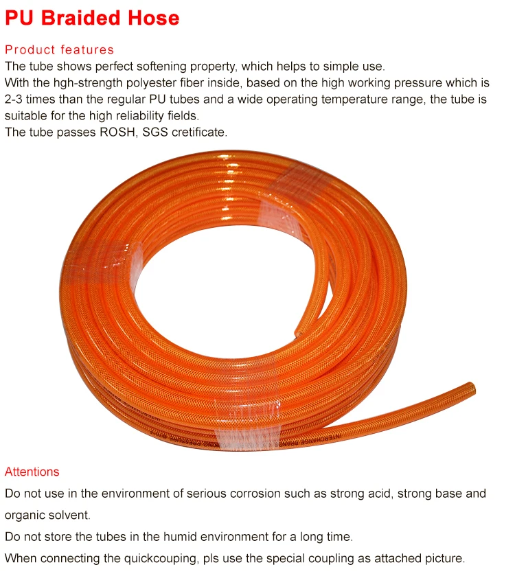 Free sample 8*5mm/10*6.5mm tpu tubes ,high hardness spraying pipe pu hose , softening property pneumatic hose