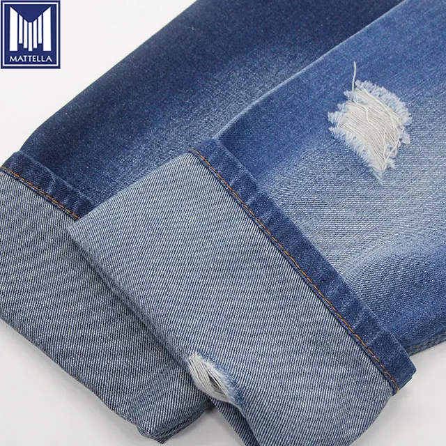 226C indigo blue 11.5oz 390gsm cotton polyester yarn jeans material ring spun bamboo slub denim fabric mills in Foshan