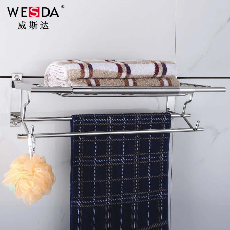 Полка для полотенец Wesda из нержавеющей стали и сплава для ванной комнаты и полка для одежды A114