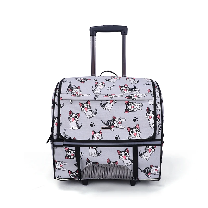 wholesale stock cheap Pet trolley  stroller dog cat trolley bag carrier with wheels backpack for dogs and cats