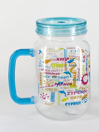 500ml plastic mason jar and juice bottle with lid and straw