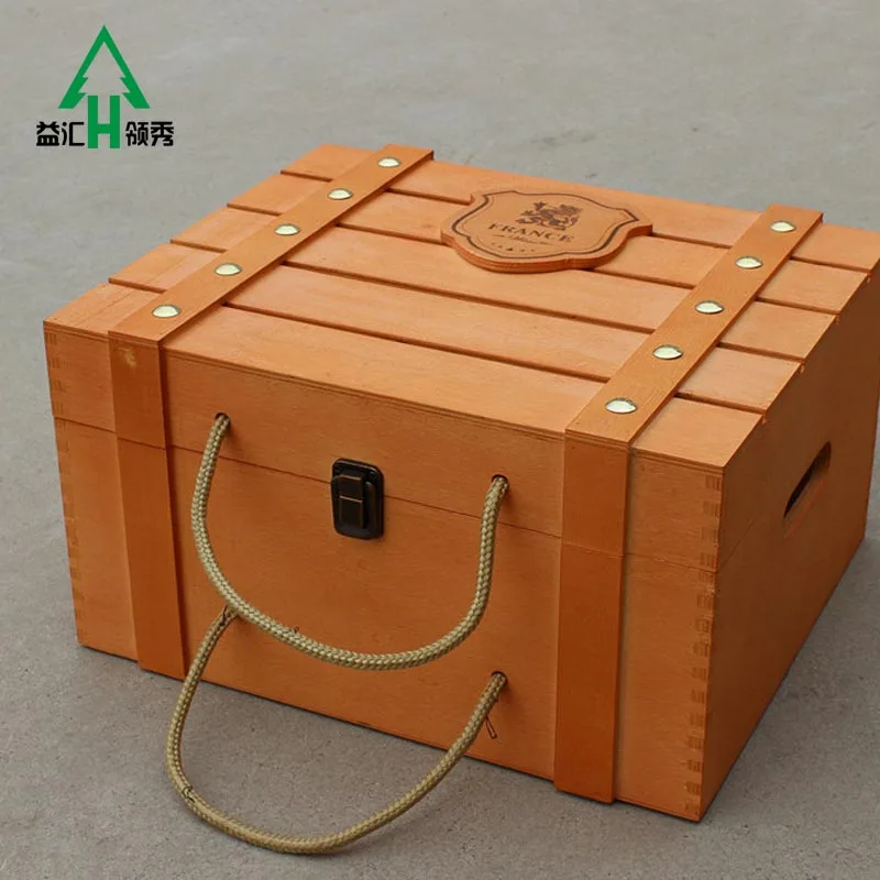 
Small Wood Wine Box Wooden Crates 6 Bottle 