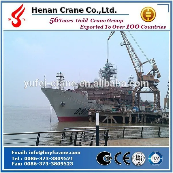 Port level luffing harbour portal crane , Seaport swing arm portal jib crane 20ton