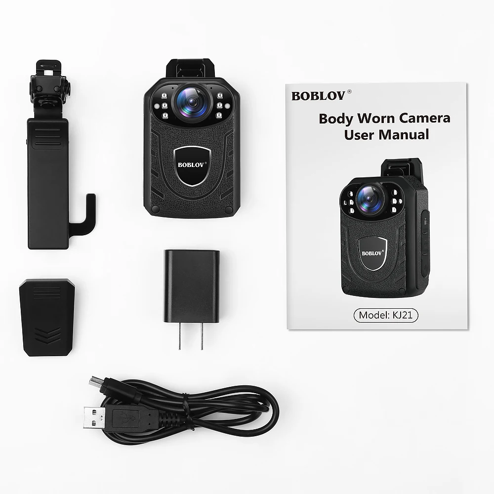 BOBLOV Body Worn Camera 1296P Body Mounted Camera Night Vision External Storage Body Camera for Police Security Guard (KJ21)