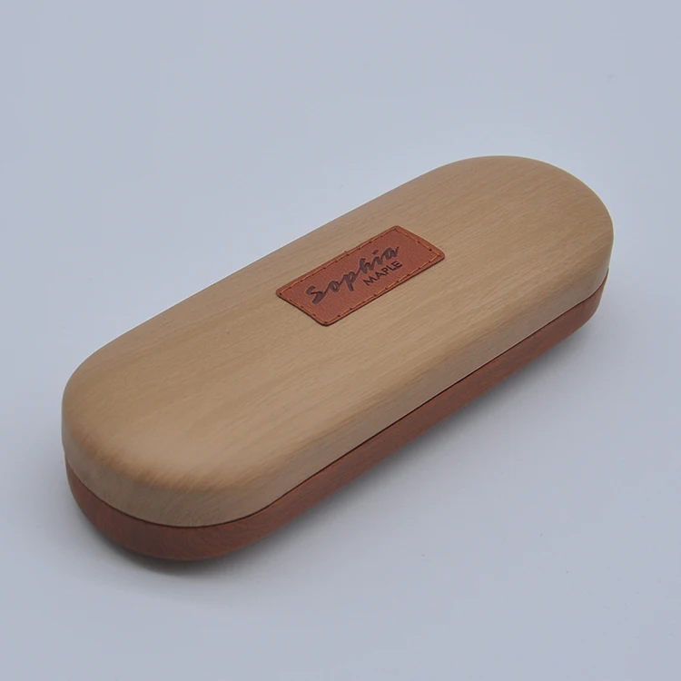 Wholesale high quality foldable wooden PU material spectacle case sunglasses for sale