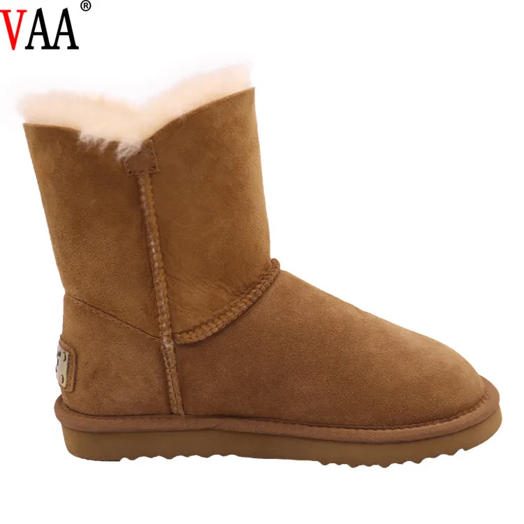 CF-286 Double Face Sheepskin With Pompon Women Snow Boots Rabbit Fur