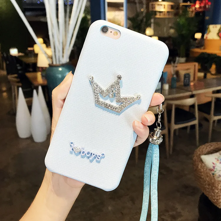 Diy silver crown mobile phone case beauty full crystal accessories