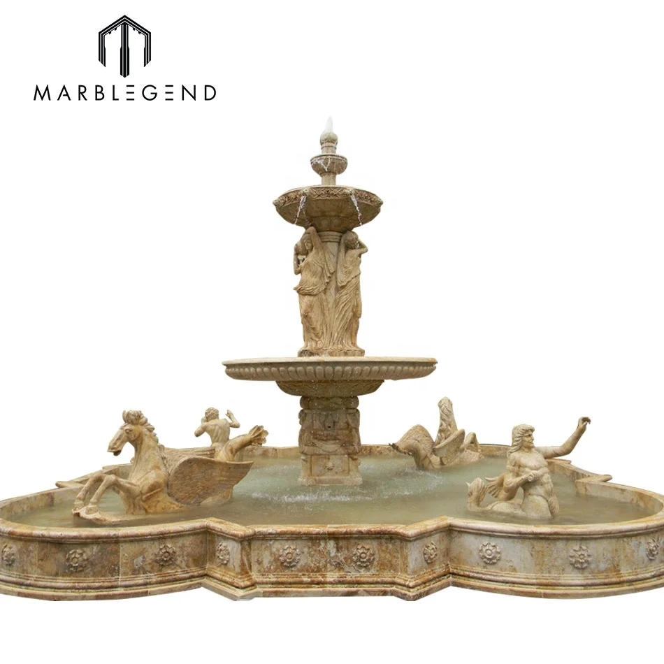 Best price natural stone made large horse statue marble garden fountain