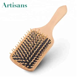 Factory price custom logo natural wooden hairbrush dry bamboo hair brush