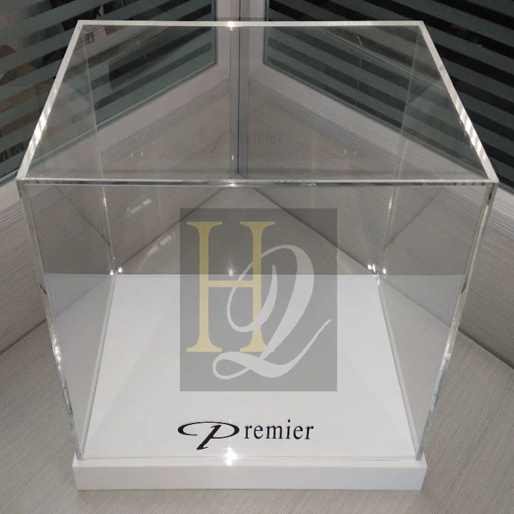 High Quality Plexiglass Acrylic Rectangle Display Gift Box With Bottom Acrylic Base Display Factory