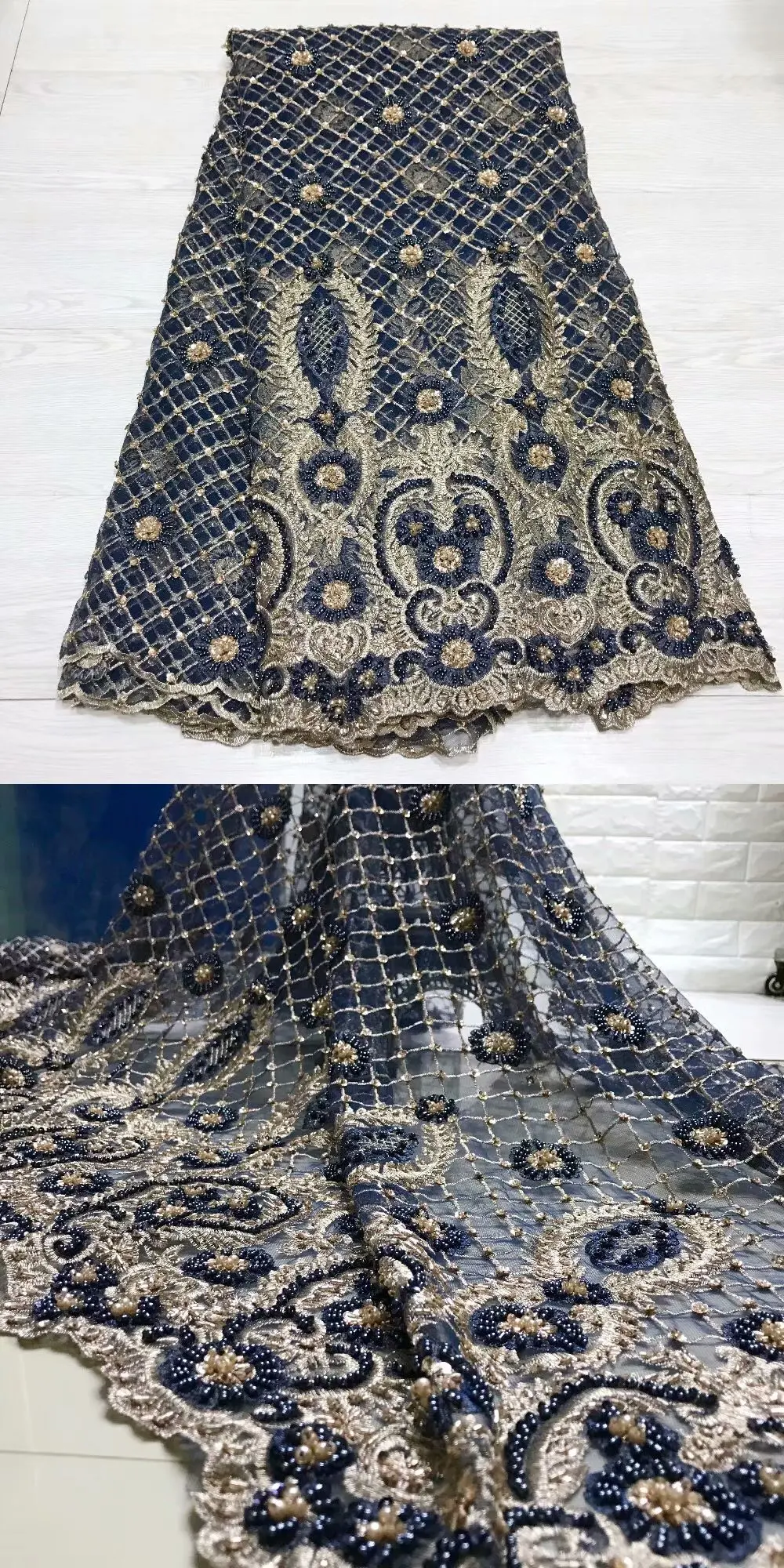 Beautifical embroidery high quality party lace beads tulle luxury wedding fabric ML5N592