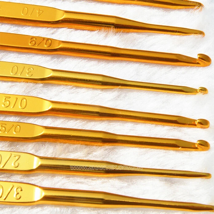 Gold Aluminum Twin Crochet Hook needle with 2 Crochet head in 1