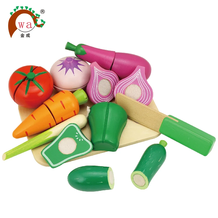 
Children toys fruit and vegetable cutting game educational wooden kitchen set toy 