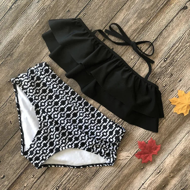 3 Piece Halter And Cover Up Black White Luxury For Women Swimsuits Wholesale Woman Pieces Dress Assorted Trendy Whole Swimsuit