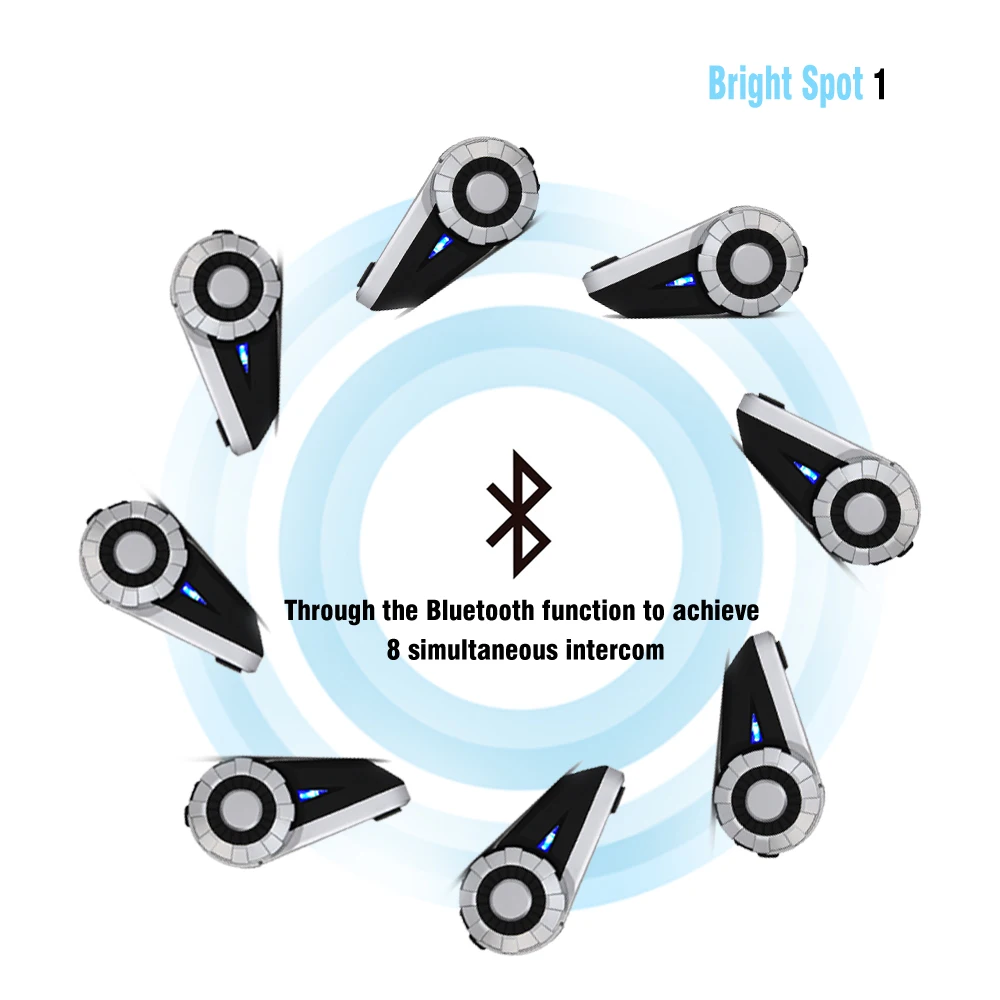 1pc Freedconn T-Rex 8 Riders talk at the same time 1500m T-Rex Motorcycle helmet Bluetooth Headset Intercom headphone