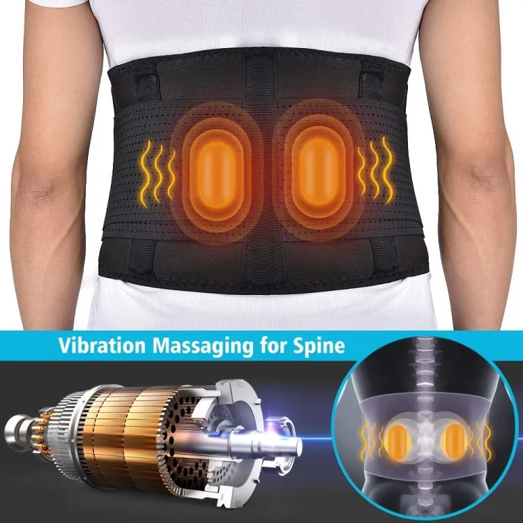 Heat & Massage 3 Settings USB Massaging Heated Waist Belt Wrap, Lumbar Lower Back Brace with 2 Vibration Motors for Back