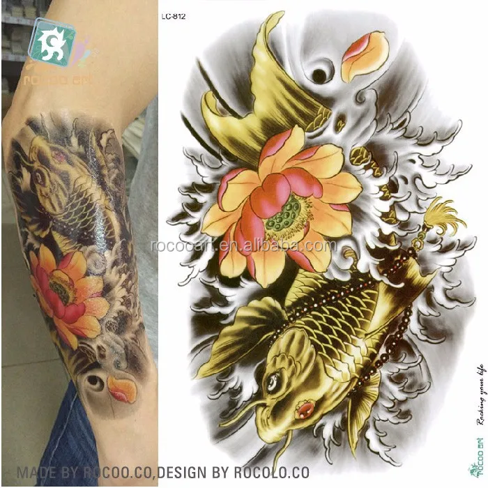LC807/New 2015 cool gold fish designs temporary fake body tattoos sleeves for arm men