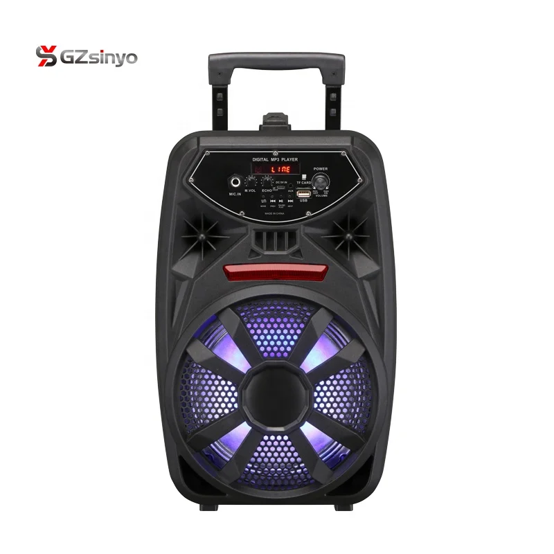 8 дюймов перезаряжаемые портативный усилитель звука слуховой динамик с микрофоном и направленный дискотечный свет