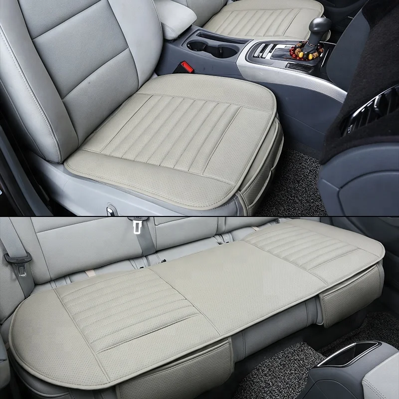 universal car leather anti-skidding seat cushion with pockets 3pcs car seat cushion set