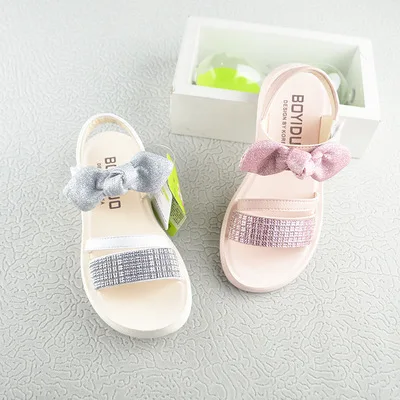 Новые Летние Босоножки с открытым носком; Туфли в стиле «Принцесса» Стразы детские школьные сандалии для детей последняя модель обуви