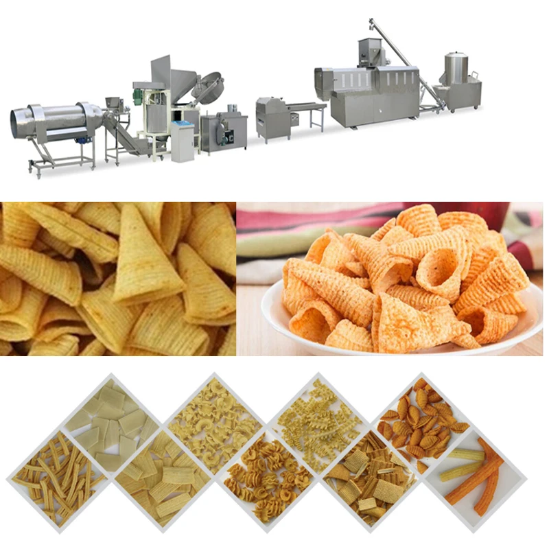 Fried Chips Snacks Food Machine Production Line Bugles Making Extruder Machine