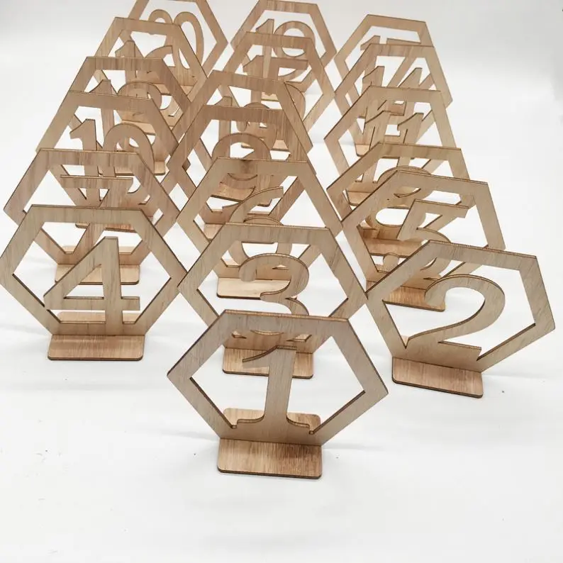 Meilun Art & Craft Heart Mini Wood Wedding Table Numbers