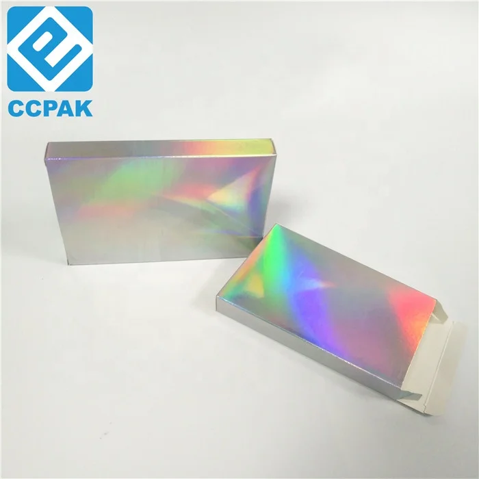 Eyelash/Nail Polish Packaging Hologram paper box Holographic Foil bags with Adhesive sticker